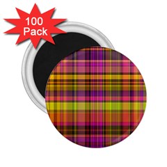 Pink Yellow Madras Plaid 2.25  Magnets (100 pack) 