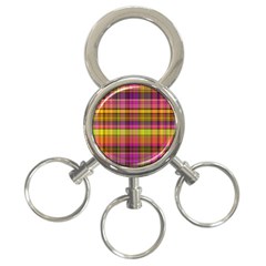 Pink Yellow Madras Plaid 3-ring Key Chain by SpinnyChairDesigns