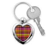 Pink Yellow Madras Plaid Key Chain (Heart) Front