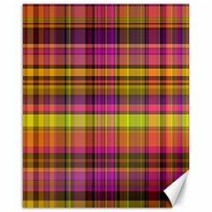 Pink Yellow Madras Plaid Canvas 16  x 20 