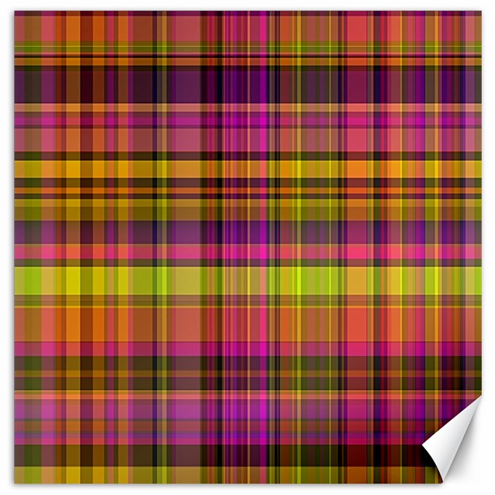 Pink Yellow Madras Plaid Canvas 20  x 20 