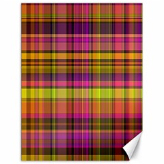 Pink Yellow Madras Plaid Canvas 18  x 24 