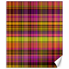 Pink Yellow Madras Plaid Canvas 20  x 24 