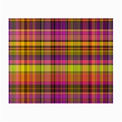 Pink Yellow Madras Plaid Small Glasses Cloth (2 Sides) by SpinnyChairDesigns