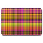 Pink Yellow Madras Plaid Large Doormat  30 x20  Door Mat