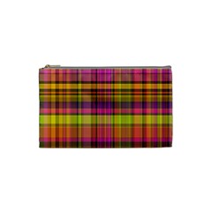 Pink Yellow Madras Plaid Cosmetic Bag (Small)