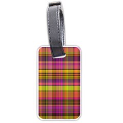 Pink Yellow Madras Plaid Luggage Tag (one side)