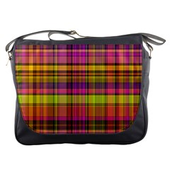 Pink Yellow Madras Plaid Messenger Bag