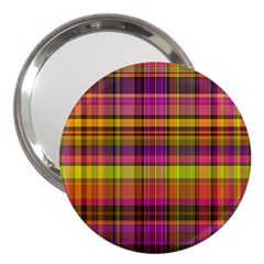 Pink Yellow Madras Plaid 3  Handbag Mirrors