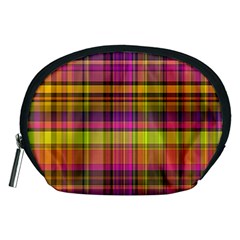 Pink Yellow Madras Plaid Accessory Pouch (Medium)