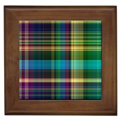 Colorful Madras Plaid Framed Tile by SpinnyChairDesigns