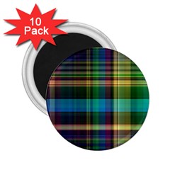 Colorful Madras Plaid 2 25  Magnets (10 Pack)  by SpinnyChairDesigns