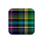 Colorful Madras Plaid Rubber Square Coaster (4 pack)  Front