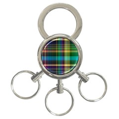 Colorful Madras Plaid 3-ring Key Chain by SpinnyChairDesigns