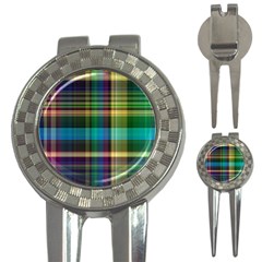 Colorful Madras Plaid 3-in-1 Golf Divots by SpinnyChairDesigns