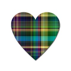 Colorful Madras Plaid Heart Magnet by SpinnyChairDesigns