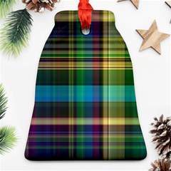 Colorful Madras Plaid Ornament (bell) by SpinnyChairDesigns