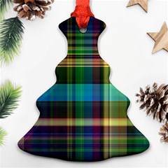 Colorful Madras Plaid Christmas Tree Ornament (two Sides) by SpinnyChairDesigns