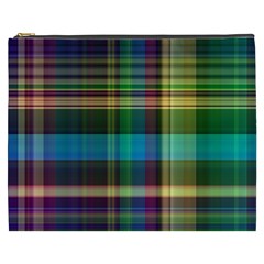 Colorful Madras Plaid Cosmetic Bag (xxxl) by SpinnyChairDesigns