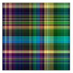 Colorful Madras Plaid Large Satin Scarf (square) by SpinnyChairDesigns