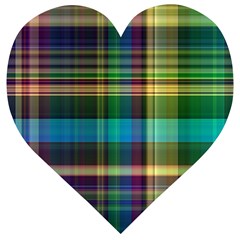 Colorful Madras Plaid Wooden Puzzle Heart by SpinnyChairDesigns