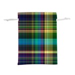 Colorful Madras Plaid Lightweight Drawstring Pouch (L) Back