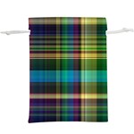 Colorful Madras Plaid  Lightweight Drawstring Pouch (XL) Front