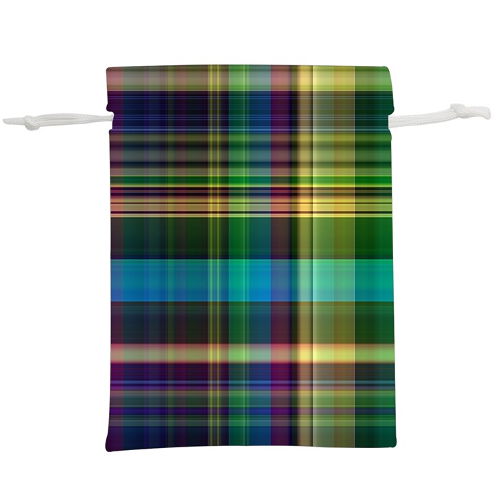 Colorful Madras Plaid  Lightweight Drawstring Pouch (XL)