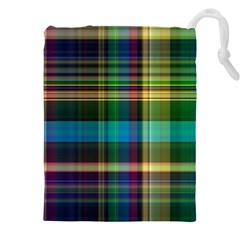 Colorful Madras Plaid Drawstring Pouch (5xl) by SpinnyChairDesigns