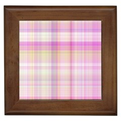 Pink Madras Plaid Framed Tile by SpinnyChairDesigns