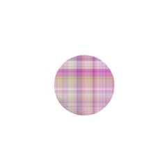 Pink Madras Plaid 1  Mini Magnets by SpinnyChairDesigns