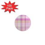 Pink Madras Plaid 1  Mini Magnets (100 pack)  Front