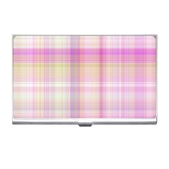 Pink Madras Plaid Business Card Holder by SpinnyChairDesigns