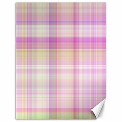 Pink Madras Plaid Canvas 12  X 16  by SpinnyChairDesigns