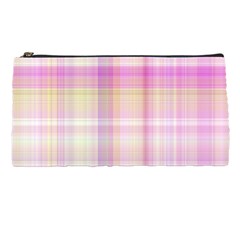 Pink Madras Plaid Pencil Case by SpinnyChairDesigns