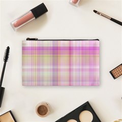 Pink Madras Plaid Cosmetic Bag (small) by SpinnyChairDesigns