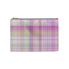 Pink Madras Plaid Cosmetic Bag (medium) by SpinnyChairDesigns