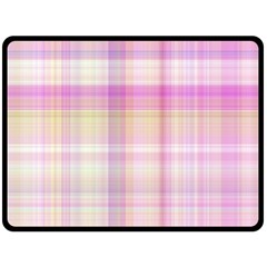 Pink Madras Plaid Fleece Blanket (large)  by SpinnyChairDesigns