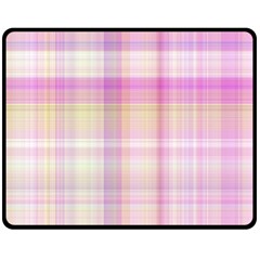 Pink Madras Plaid Fleece Blanket (medium)  by SpinnyChairDesigns