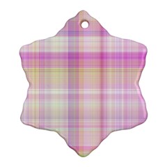 Pink Madras Plaid Ornament (snowflake) by SpinnyChairDesigns