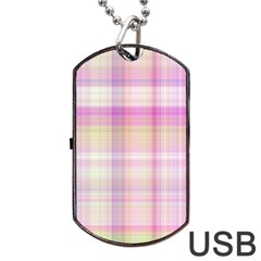 Pink Madras Plaid Dog Tag Usb Flash (one Side) by SpinnyChairDesigns