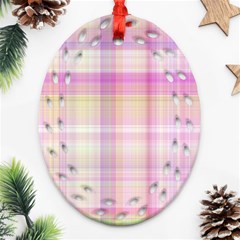 Pink Madras Plaid Oval Filigree Ornament (two Sides) by SpinnyChairDesigns