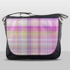 Pink Madras Plaid Messenger Bag by SpinnyChairDesigns