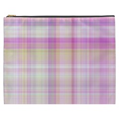 Pink Madras Plaid Cosmetic Bag (xxxl) by SpinnyChairDesigns