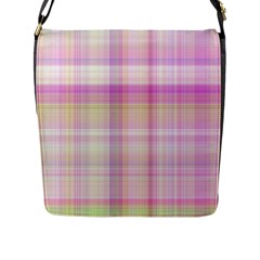 Pink Madras Plaid Flap Closure Messenger Bag (l) by SpinnyChairDesigns