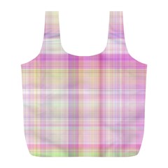 Pink Madras Plaid Full Print Recycle Bag (l) by SpinnyChairDesigns