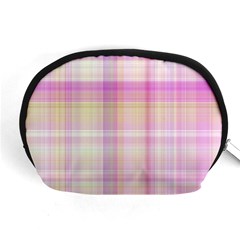 Pink Madras Plaid Accessory Pouch (medium) by SpinnyChairDesigns