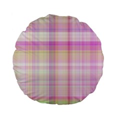 Pink Madras Plaid Standard 15  Premium Flano Round Cushions