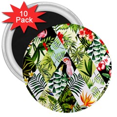 Flamingo Ropical 3  Magnets (10 Pack) 