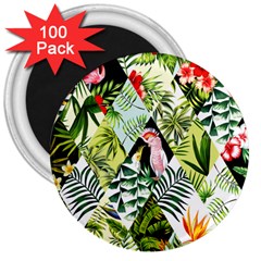 Flamingo Ropical 3  Magnets (100 Pack) by designsbymallika